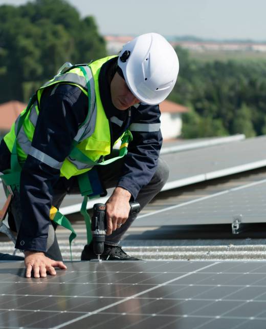 Engineer in charge of solar panel installation The installation Engineer in charge of solar panel installation The installation of solar energy conversion into electricity for a warehouse is currently being investigated.